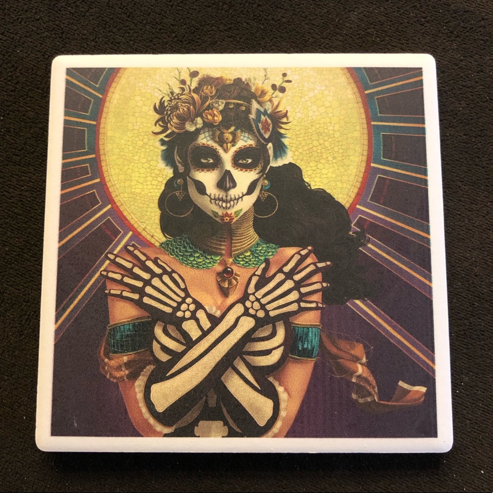NEW! Dia De Los Muertos Lantern Press Ceramic Coaster